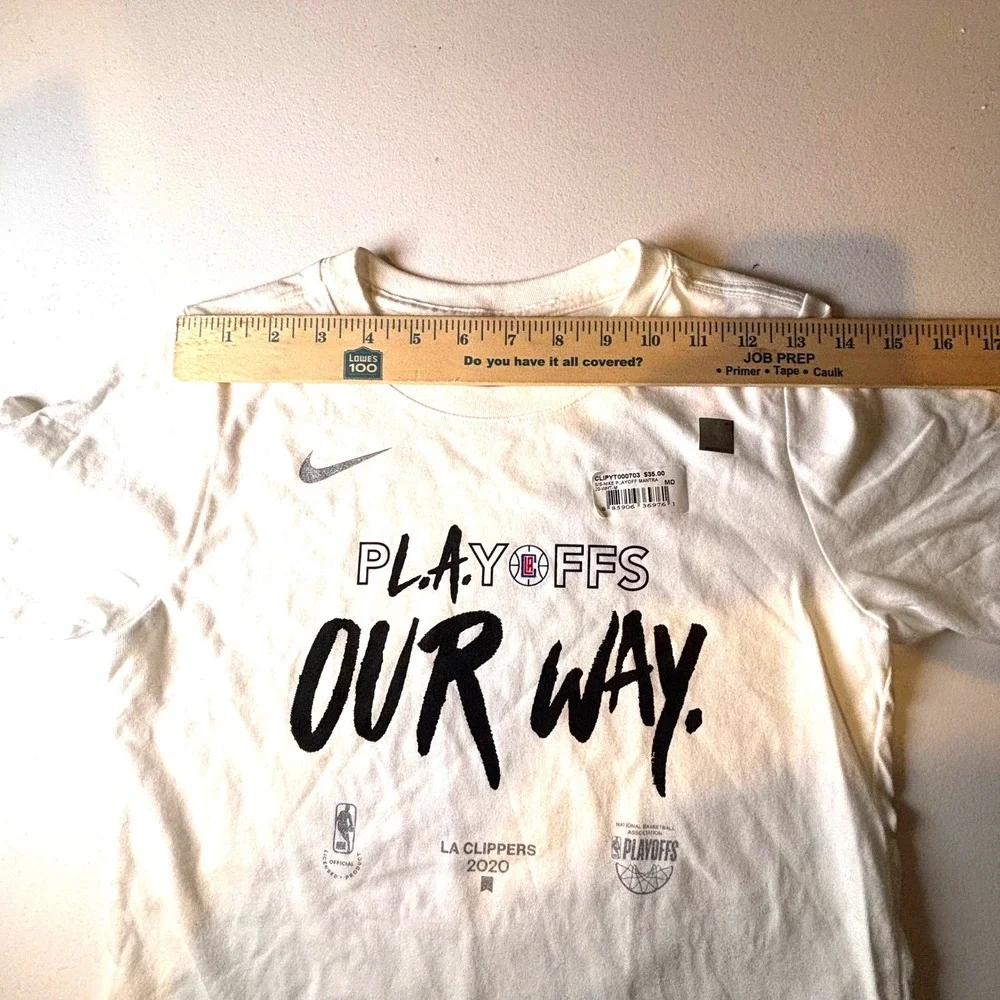 NIKE LA Clippers 2020 NBA Playoffs Our Way‎ T Shirt Dri Fit Med Youth White NWT - Picture 8 of 10